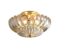 ZTTECH Lámpara Techo de Cristal 30cm Estilo Retro Montaje Empotrado Iluminación E27 3 Luces Base de Metal Dorado para Salón Dormitorio Pasillo Comedor