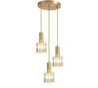 ZTTECH Mini luz colgante de cristal moderna para cocina, isla, comedor, dormitorio, lámpara de techo de cristal con base dorada, luz colgante (3 luces)