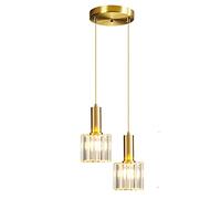 ZTTECH Mini luz colgante de cristal moderna para cocina, isla, comedor, dormitorio, lámpara de techo de cristal con base dorada, luz colgante (2 luces)