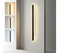 ZTWLEED Aplique Pared Interior LED,22W Lampara de Pared Moderna 3000K/4000K/6000K para Sala de Estar Pasillo Escaleras Apliques Pared Dormitorio,60CM Negro 110-240V