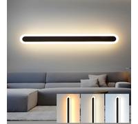 ZTWLEED Aplique Pared Interior LED,28W Lampara de Pared Moderna 3000K/4000K/6000K para Sala de Estar Pasillo Escaleras Apliques Pared Dormitorio,80CM Negro 110-240V