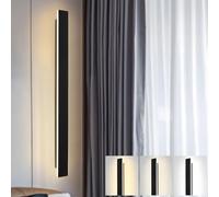 ZTWLEED Aplique Pared Interior LED,28W Lampara de Pared Moderna 3000K/4000K/6000K para Sala de Estar Pasillo Escaleras Apliques Pared Dormitorio,80CM Negro 110-240V