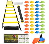 ZTWLEED Set de Entrenamiento de Fútbol,Agility Speed Ladder 6M 40 Conos Entrenamiento,4 Clavos Metálicos y Bolsa Kit de Entrenamiento Futbol
