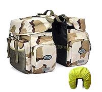 ZTZ Alforjas Bicicleta, Alforjas Bicicleta Impermeable, Canvas Ciclismo Bicicleta Alforja Asiento Trasero Bolsa Portaequipajes, Impermeable, Enrollable, Camuflaje
