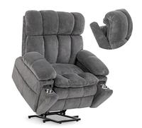 Zuacs - Silla reclinable de doble motor para ancianos con reposacabezas ajustable, silla reclinable extra ancha con calor y masaje, sillón reclinable plano con soporte para vasos, puertos USB, tipo C,