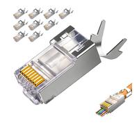 Zuahaly Conectores RJ45 Blindados Pasantes De 2.ª Generación - 10 Unidades Para Cables De Red Cat7 Y Cat6A Con Guía Y Funda De Cable, Compatibles Con TV, PS4, Módem, TV Box, Router Y PC Rj45 Cat 6