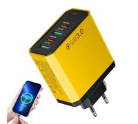 Zuasdvnk Adaptador europeo, enchufe europeo con doble USB y doble PD | Cargador rápido 4 en 1 QC3.0 para teléfono con múltiples interfaces ideal para mochila, hotel, estudio, trabajo