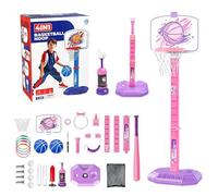 Zuasdvnk - Aro de baloncesto para el | 4 en 1 para la camiseta de béisbol de altura ajustable - Juguetes de deporte al aire libre juego de pelota para interior, sala de chids, escuela