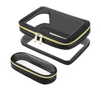 Zuasdvnk Bolsa de maquillaje de viaje transparente de gran capacidad, bolsa de aseo con cremallera, juego de organizador de cosméticos transparente para viajes, viajes de negocios, playa, Negro , ver