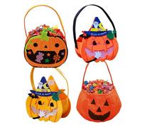 Zuasdvnk Bolsas de calabaza de Halloween para niños, bolsas de caramelos de Halloween, cesta de calabaza naranja y bolsa para golosinas, 4 unidades Trick Or Treat Handlebags Pumpbiskörbe Handlebags
