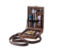 Zuasdvnk Bolso bandolera de madera para escritores, caja de almacenamiento de madera A5 para artistas, organizador portátil de madera para dibujantes, escritores, arquitectos, aler