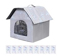 Zuasdvnk Casa de gato refrescante | Casa para gatos con aire acondicionado, cama plegable impermeable con 9 paquetes de hielo para jaula de raza media, cobertizo de balcón interior