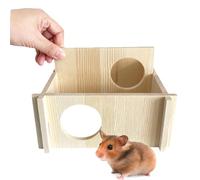 Zuasdvnk Casa de hámster multicámara, laberinto de madera, decoración cuadrada de hámster de 2 cámaras, juguete de túnel para animales pequeños, laberinto de cámara, escondite de hámster para