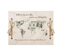 Zuasdvnk Clip para herramientas de envoltura de dinero, caja de embalaje con patrón de mapa del mundo, clip de madera para billetera con patrón de mapa del mundo para dinero, dinero en efectivo,