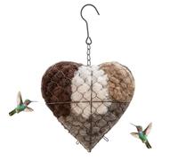 Zuasdvnk Corazón hecho a mano de fibra de alpaca para anidar pájaros, soporte de material de nidos de pájaros, refugio de árbol de invierno para pájaros silvestres, casas de colibríes, regalo para