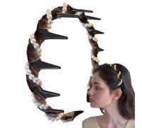 Zuasdvnk Diadema de perlas para niñas, diadema de perlas | Banda para el pelo ondulado - Moda Bandas de cerebro de perla no antideslizantes para el pelo de dientes para mujeres