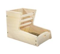 Zuasdvnk Dispensador de Heno para Conejos - Bastidor para Chinchilla - Soporte de Madera 2 en 1 con Doble Zona Separada para Cobaya, Chinchilla, Conejo y Roedores Domésticos - Alimentador seguro para