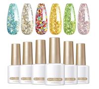 Zuasdvnk Esmalte de gel de brillo, esmalte de uñas brillo - Kit de manicura de uñas de acabado brillante de 6 colores LED UV LED de 7 ml - Juego de atención médica manual de larga duración, esmalte de