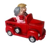 Zuasdvnk Figuras de parejas de ancianos, Topper para tarta de parejas de ancianos, Estatua de resina de pareja, Sentado en un coche antiguo Figuras coleccionables Parejas de ancianos Estatuas