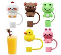 Zuasdvnk Fundas para pajitas para tazas, protectores de pajitas, protección 3D con animales para niños, mujeres y adultos, ideal para botellas y bebidas