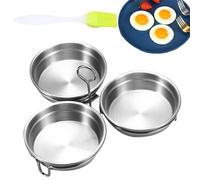 Zuasdvnk Hueveras Escalfadas, Hueveras Escalfadora - 3 x sartén de huevo de acero inoxidable,Olla de molde para panqueques de huevo, cocina de vapor antiadherente con cepillo para muffins,