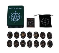 Zuasdvnk Juego de de , Juego de Piedras rúnicas, Juego de de Brujas místicas de Madera de 14 Piezas, Kit de de Brujas con Juego de guías para Principiantes,