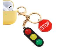 Zuasdvnk Llavero creativo, llavero de accionamiento, eslogan rojo Stop Semáforo, llavero para teléfono, colgante de mochila para mochilas escolares, mochilas o bolsas de deporte