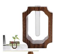 Zuasdvnk Maceta para flores, maceta para plantas con estructura de madera | Florero transparente con forma de tubo de ensayo para boda, comedor, librería, salón y hotel