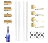 Zuasdvnk Mecha para antorcha Tiki, antorchas para patio al aire libre, 4 mechas duraderas, cubierta de lámpara de cobre, soporte de mecha de latón, decoración de antorcha hecha a mano, 4 unidades, ver