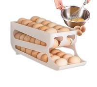 Zuasdvnk Organizadores de huevos para frigorífico,Contenedor de huevos para frigorífico | Organizador dispensador de huevos de doble de 3 niveles | Cartones de huevos de nevera con ruedas automáticas