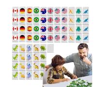 Zuasdvnk Pequeño Conjunto de Mahjong, Conjuntos de Mahjong de Viajes | Juego de Mahjong Bloque Puzzle - Mahjong Azulejos Bandera Nacional, Conjunto de Juegos de Fiesta, Bloques de Construcción para y