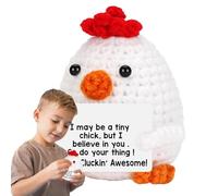 Zuasdvnk Pollo de Apoyo Emocional, Pollo Positivo - Divertido Tejido Positivo Hecho a Mano - Apoyo Emocional Inspirador Chick Hecho a Mano con Tarjeta para Amigos, Hermana, niña,