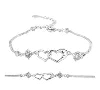 Zuasdvnk Pulsera de corazón, elegante pulsera con abalorios, tobilleras románticas de la suerte para esposa, novia, abuela, boda, San Valentín, graduación, Navidad, Día de la Madre, Refer to