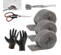 Zuasdvnk Rollo de tela de relleno de lana de acero, lana de acero para control de ratones | Proteger contra animales en agujeros - Protege contra animales, kit de lana de acero, tela