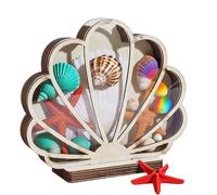 Zuasdvnk Soporte de concha de mar, colección de almacenamiento de estrellas de mar, caja de almacenamiento decorativa para abalorios, ágatas, estrellas de mar, recuerdos, decoración costera del hogar