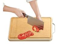 Zuasdvnk Tabla de cortar de madera de doble cara, tabla de cortar de acero para la cocina | Tabla de cortar frutas con asa,Tabla de cortar doméstica de acero inoxidable, ayuda a la