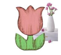 Zuasdvnk Tulipanes de madera, decoraciones de tulipanes - Tulips de madera Flores artificiales | Decoración de bandeja de nivel floral vintage para mesa de granja de capa de primavera Escritorio