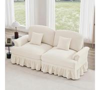 Zubaliya Este elegante sofá de dos plazas cuenta con reposabrazos extendidos, una funda extraíble y patas de madera, todas tapizadas en un cómodo tejido de chenilla (blanco de 2 asientos)