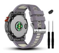 ZUC 20 mm compatible con correa de reloj Garmin Fenix 7S 7S Pro 6S 6S Pro 5S 5S Plus, correas de silicona suave para reloj inteligente Approach S70 42 mm/Instinct 2S/Descent Mk2s(Purple/Light Sand)