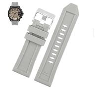 ZUC Adecuado para un reloj de silicona diesel con DZ4496/4535/4283/4476/7416/7396 Smoke Gray Soft Waterproof Accesorios de relojes 26 mm(Gray silver clasp)