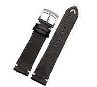 ZUC Banda de reloj de cuero genuina para ciudadano BM8475-26E 00F00X pulsera de 20 mm 22 mm marrón negro suave pulsera de piel de vaca(Black silver,20mm)