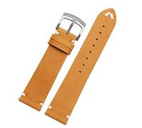ZUC Banda de reloj de cuero genuina para ciudadano BM8475-26E 00F00X pulsera de 20 mm 22 mm marrón negro suave pulsera de piel de vaca(Apricot silver,22mm)