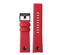 ZUC Banda de reloj de cuero para diesel DZ7395 DZ7370 DZ7257 DZ7430 Mira la banda Soft Cow Wide Strap Rivet 24m 26mm 28mm para hombres Mujeres(Red black rivet,28mm)