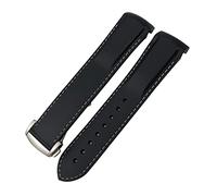 ZUC Banda De Reloj De Silicona De Goma 19mm 20mm 21mm 22mm Para La Conquista De Hidroconques para Longines VHP Correa De Relojes Deportivos Impermeables(Black white,19mm)