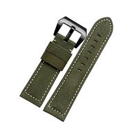 ZUC Banda de reloj retro de cuero 20mm 20mm 24mm 26mm de cuero de cuero para Panerai PAM111 441 correa de muñeca de banda de vigilancia(Army Green black,22mm)