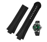 ZUC Correa de reloj impermeable de goma con extremo de terminal de 24mm x 12mm para pulsera Oris, correa de reloj de silicona, cierre plegable de acero inoxidable(Black-No buckle)