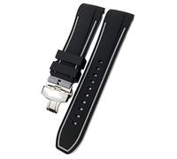 ZUC Correas de reloj de silicona de goma de 23mm y 24mm, correa de reloj suave especial para pulseras T035617 T035627 T035(Gray Butterfly Clasp,23mm)