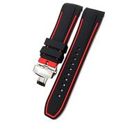 ZUC Correas de reloj de silicona de goma de 23mm y 24mm, correa de reloj suave especial para pulseras T035617 T035627 T035(Red Butterfly Clasp,23mm)