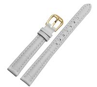 ZUC Para cualquier banda de reloj de cuero de marca para niñas y alumnos de grano de cocodrilo Band 10 12 14 16 18mm Negro marrón rojo blanco Correa azul(White-gold pin,18mm)
