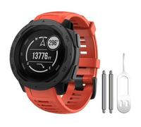 ZUC Para Garmin Instinct Band, correa de reloj de repuesto de silicona suave Compatible con Instinct 2/Solar/Tactical WatchBand(Flame red)
